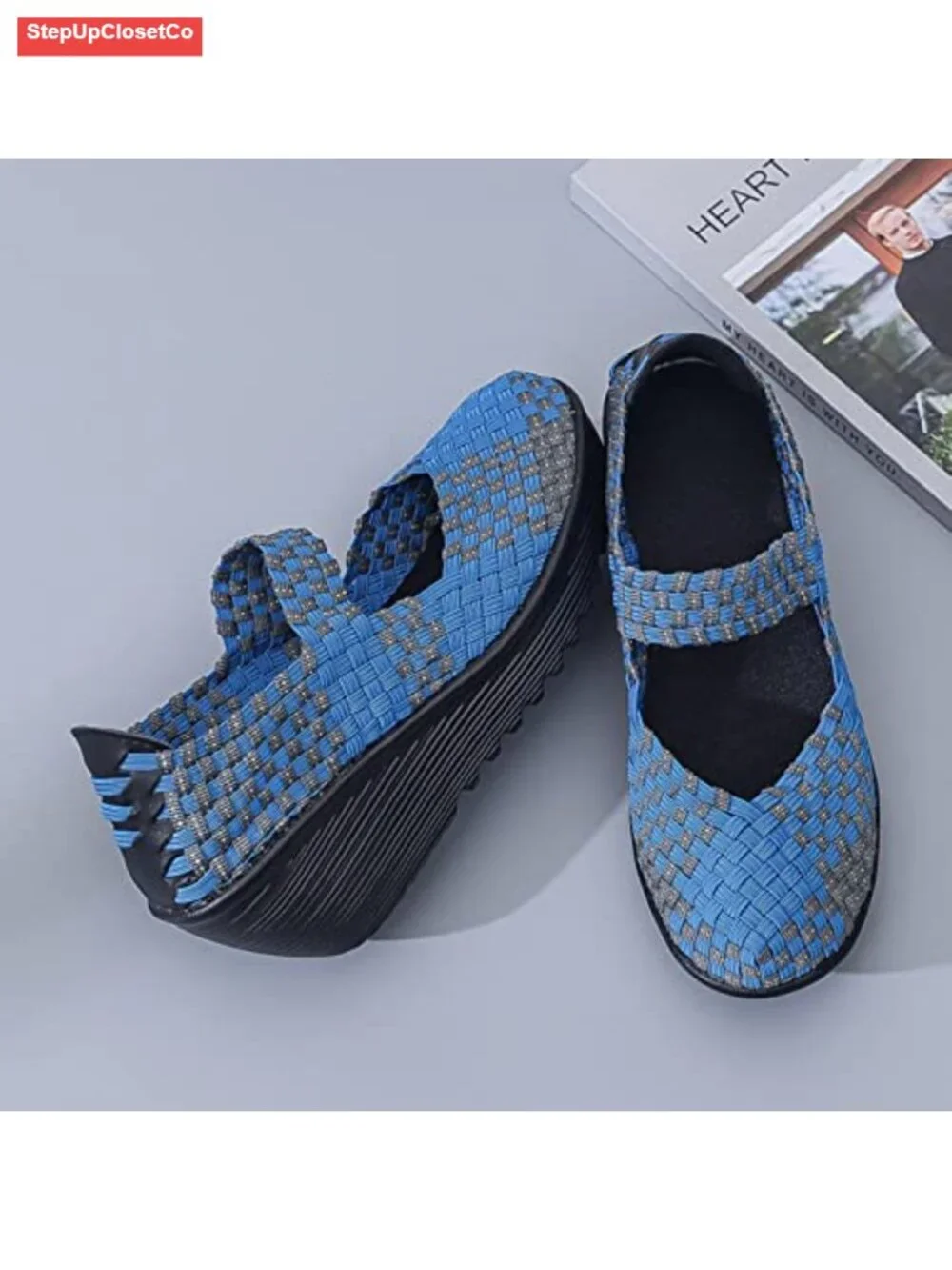 Handwoven Platform Wedge Sandals Mary Jane Comfort Walking Shoes